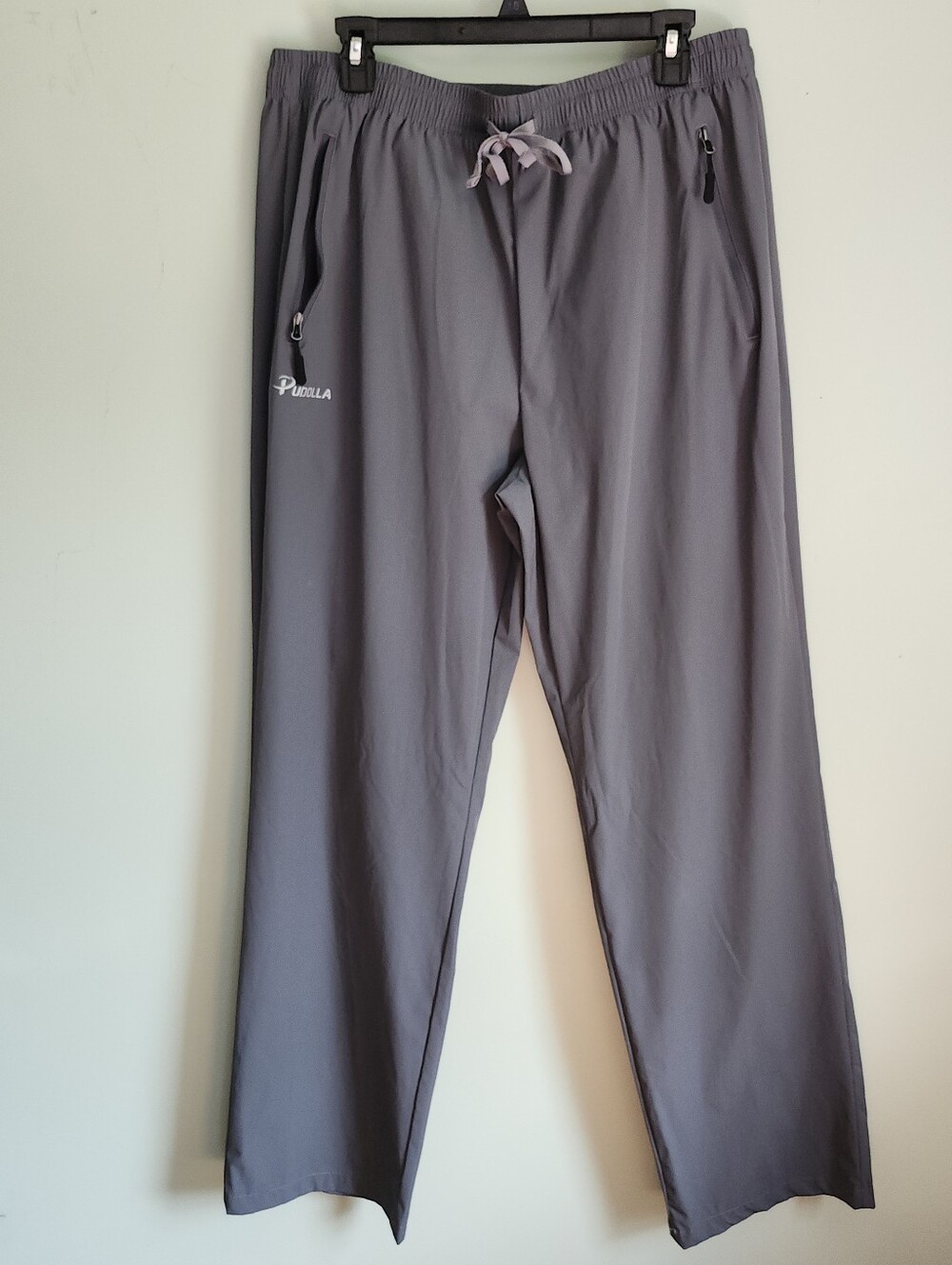 Pudolla Grey Elastic Drawstring Hiking Lightweight Athletic Nylon Pants Mens XL